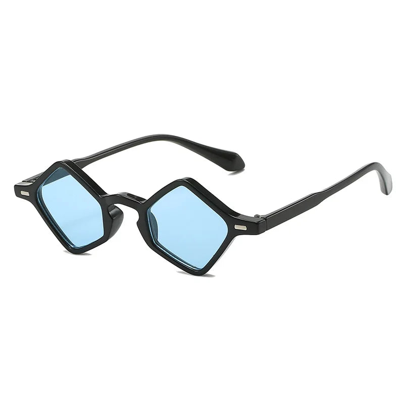 New Fashion Ins Popular Small Polygon Square Sunglasses Women Clear Ocean Lens Shades Men Trending Rivets Sun Glasses UV400
