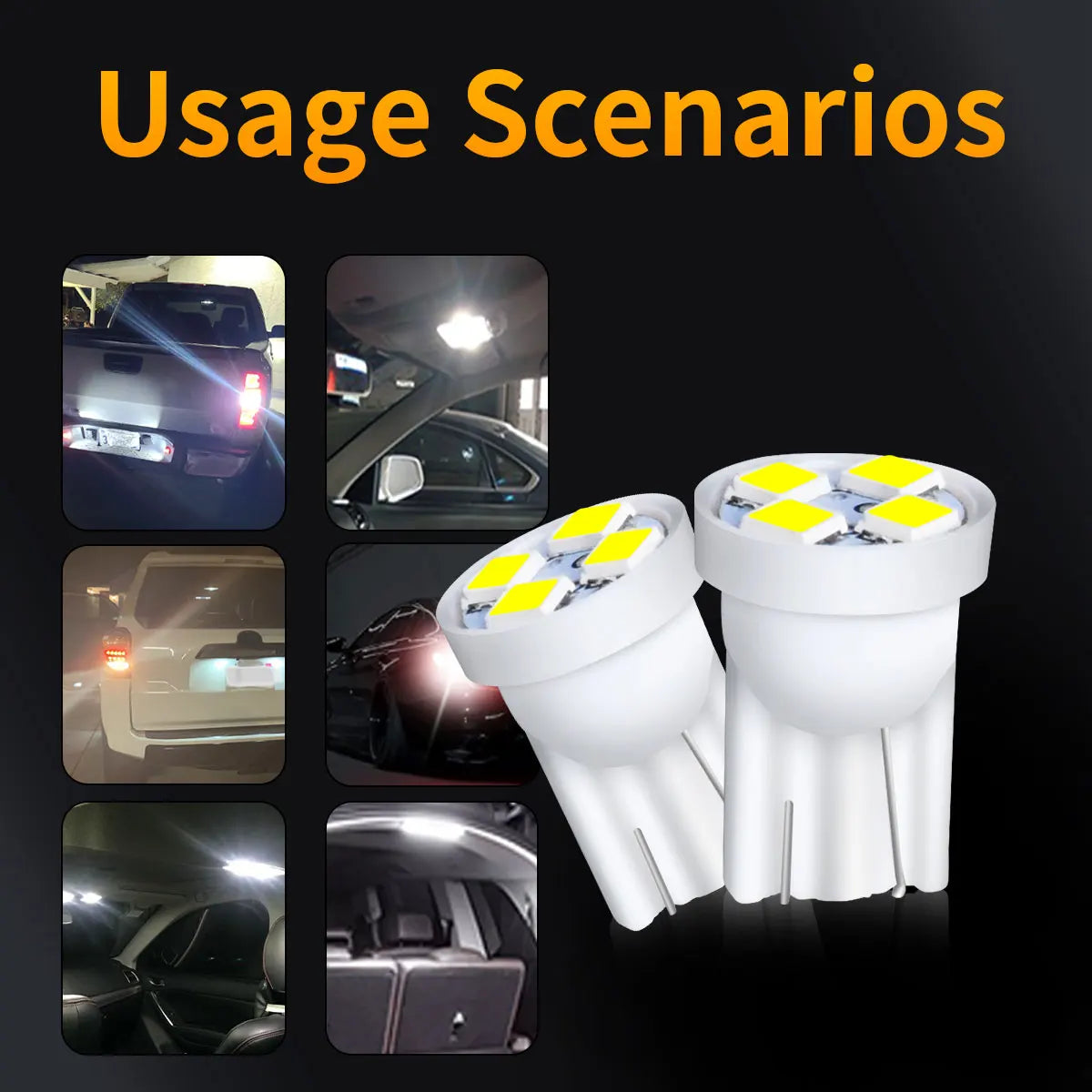 10Pcs T10 4SMD 1210 Blue LED Car Light Bulbs | High Brightness Plug and Play alternate view