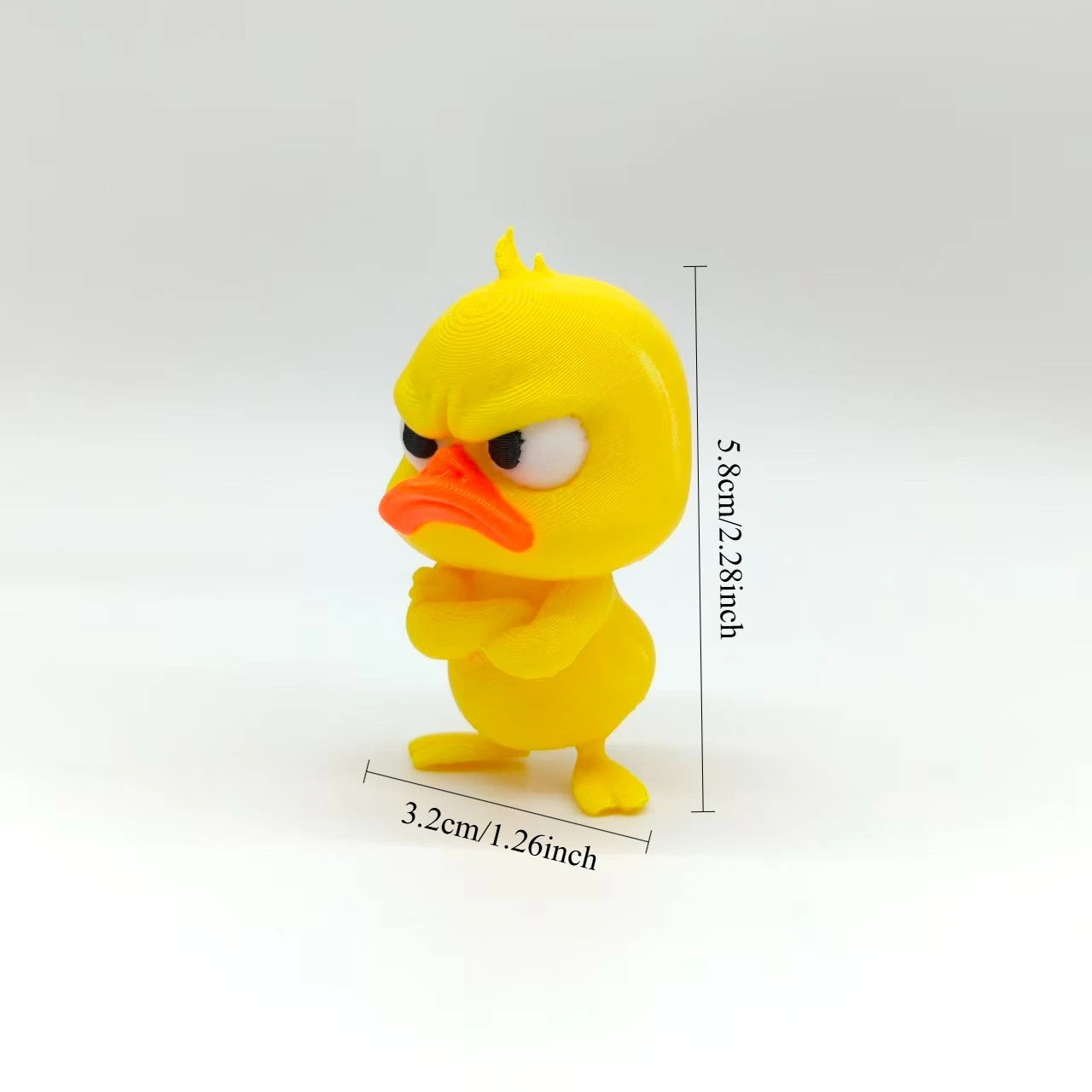 3D Printing Angry Yellow Duck Statue, Angry White Eyed Funny Duck, Humorous Indoor/ additional angle