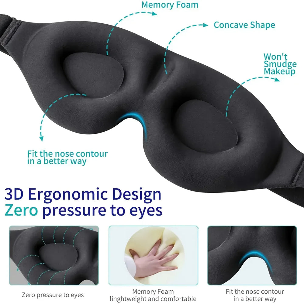 3D Contoured Sleep Mask | Light Blocking Eye Cover for Men and Women alternate view