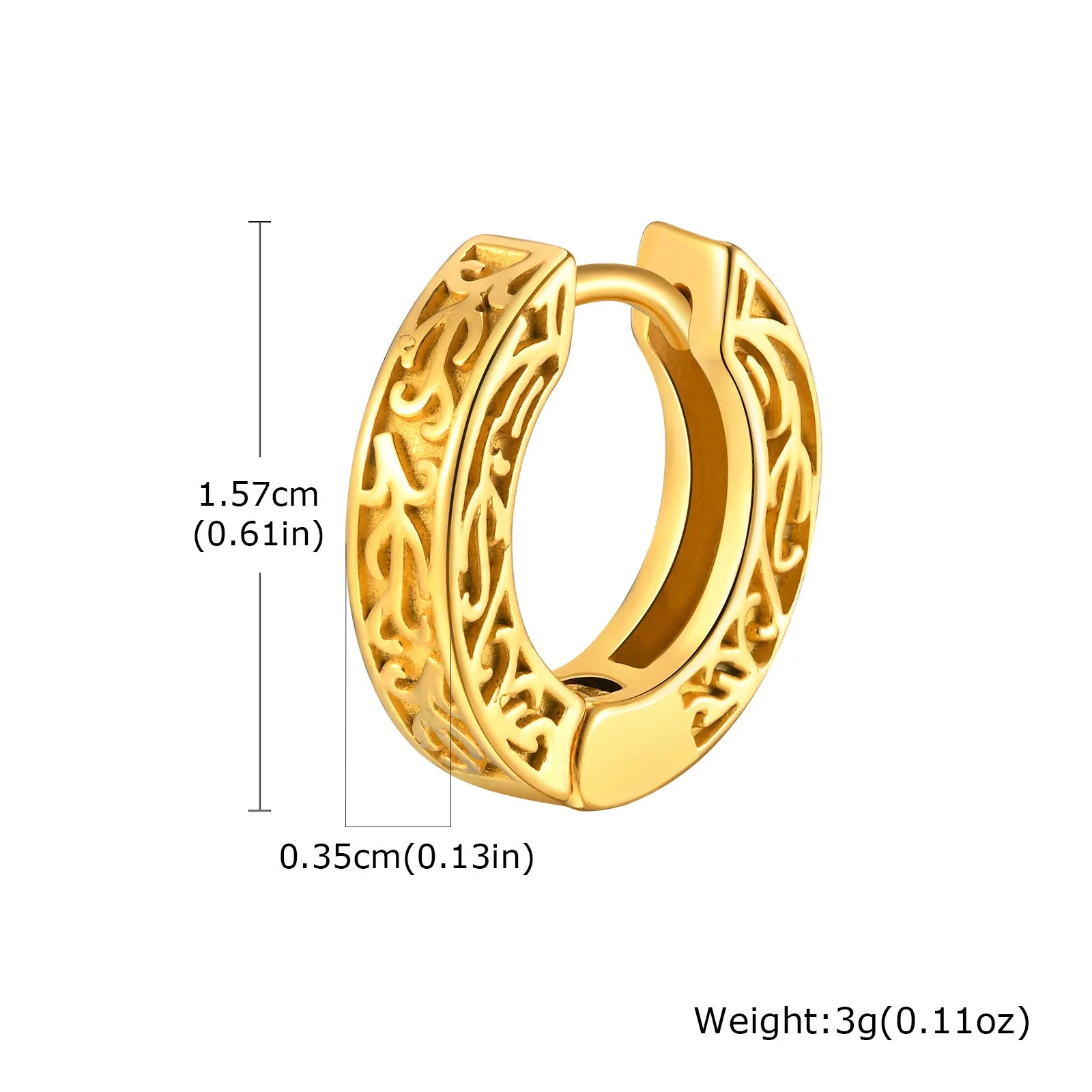 Totem Hoop Earrings for Men and Teens | Hypoallergenic Stainless Steel Huggies detail view