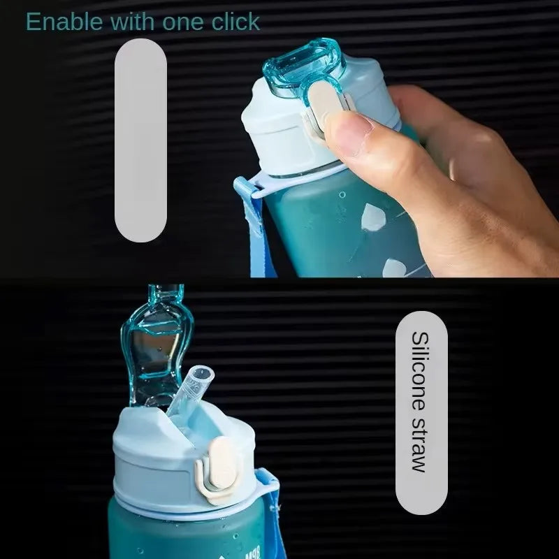 Sports Water Bottle with Time-Tracking Straw Leak Proof Locking Flip Cover for Easy C alternate view