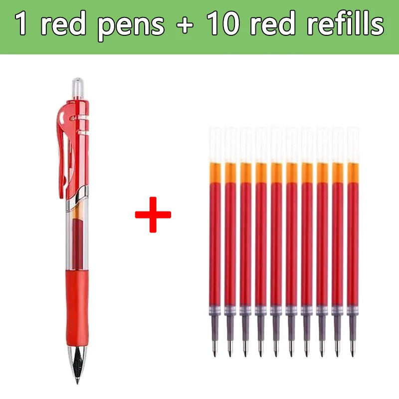 Pens Set Black Blue Red Refill Gel Pen Bullet Tip 0.5mm School additional angle