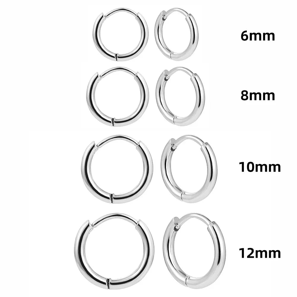 15/20/25mm Stainless Steel Hoop Earring Set | Silver Cartilage Huggie Earrings for Women detail view