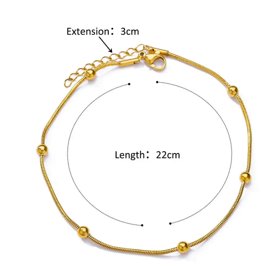 Yupsk New Simple Fashion Metal Round Bead Stainless Steel Charm Anklet Summer Beach additional angle