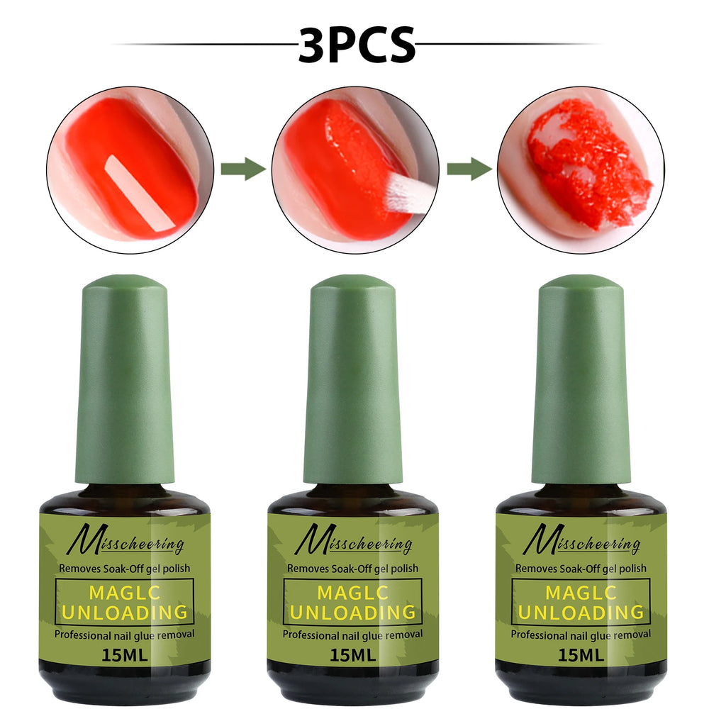 Misscheering 15ml Magic Fast Nail Gel Polish Remover Clean UV Soak Off Semi Permanent close-up view