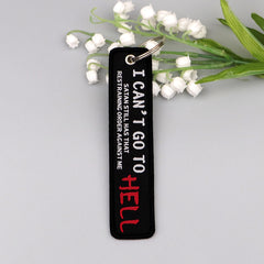 Embroidered Quote Key Fob | Personalized Gift Keyring detail view