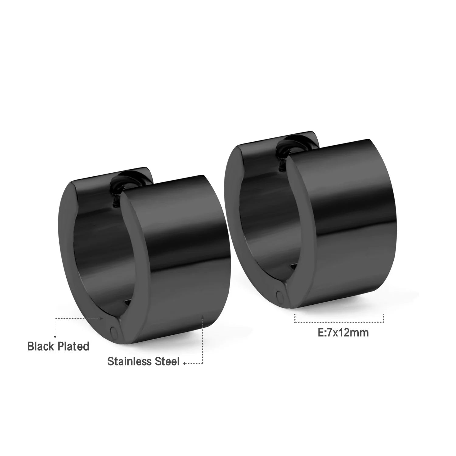 Solid Smooth Hoop Earrings Rosegold Black Stainless Steel Simple Round Ear Clips | Unise detail view