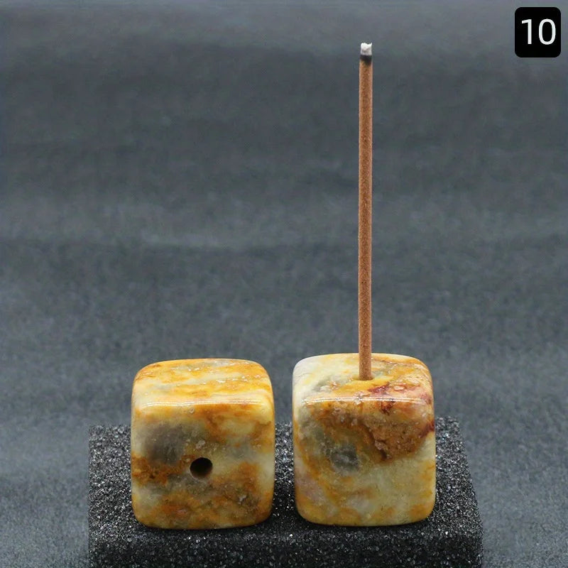 Natural Agate Stone Incense Holder | Square Wire Stick Incense Burner with Unique P additional angle