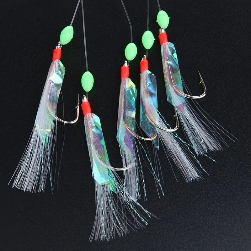 5 Pcs/Set Multi-Color Soft Silverskin Fishing Lure Set Imitation Fish Shrimp Bait with close-up view
