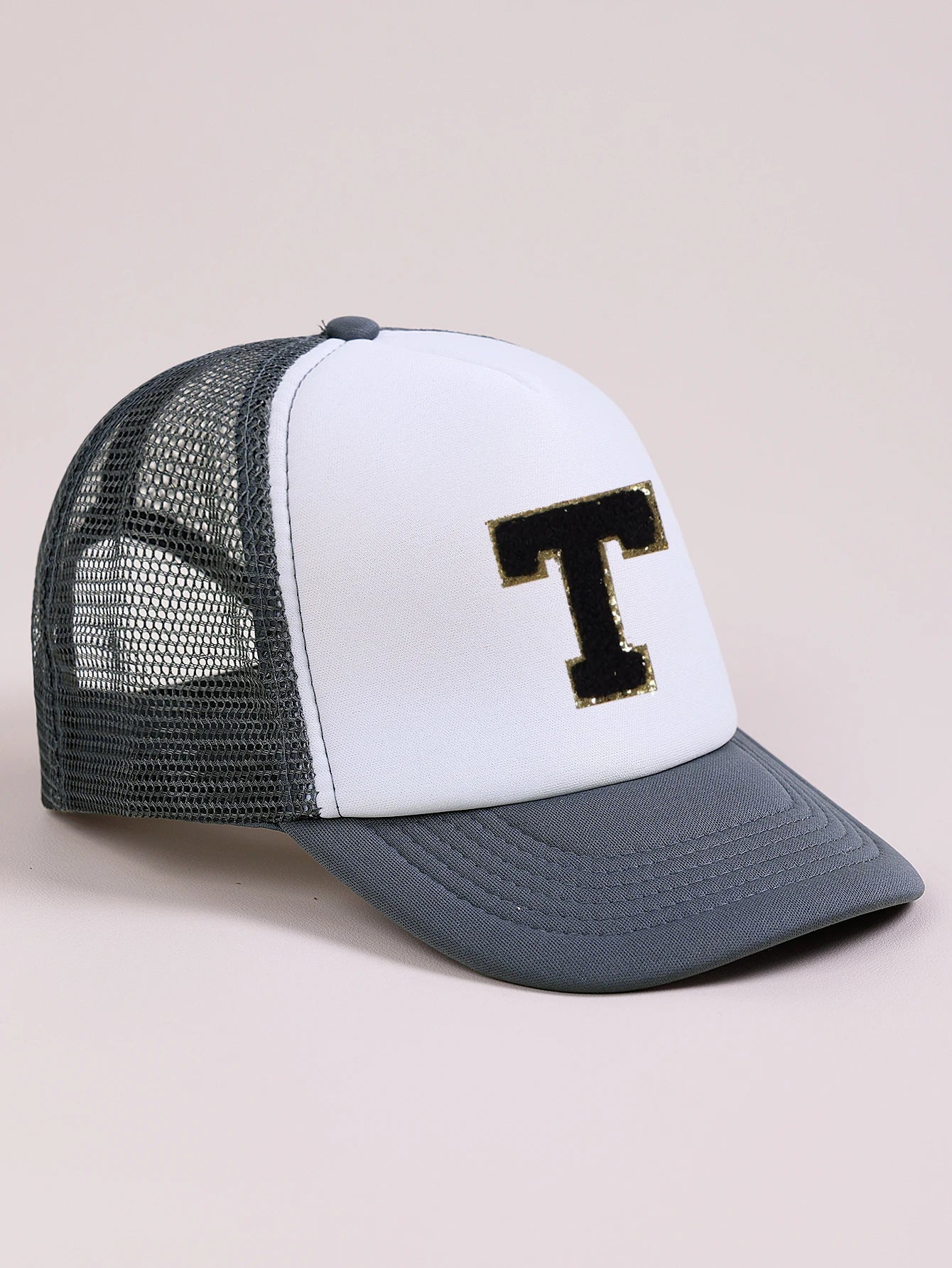 1pc Gray Hat With 26-Letter Pattern | Kids Baseball Cap for Boys and Girls detail view