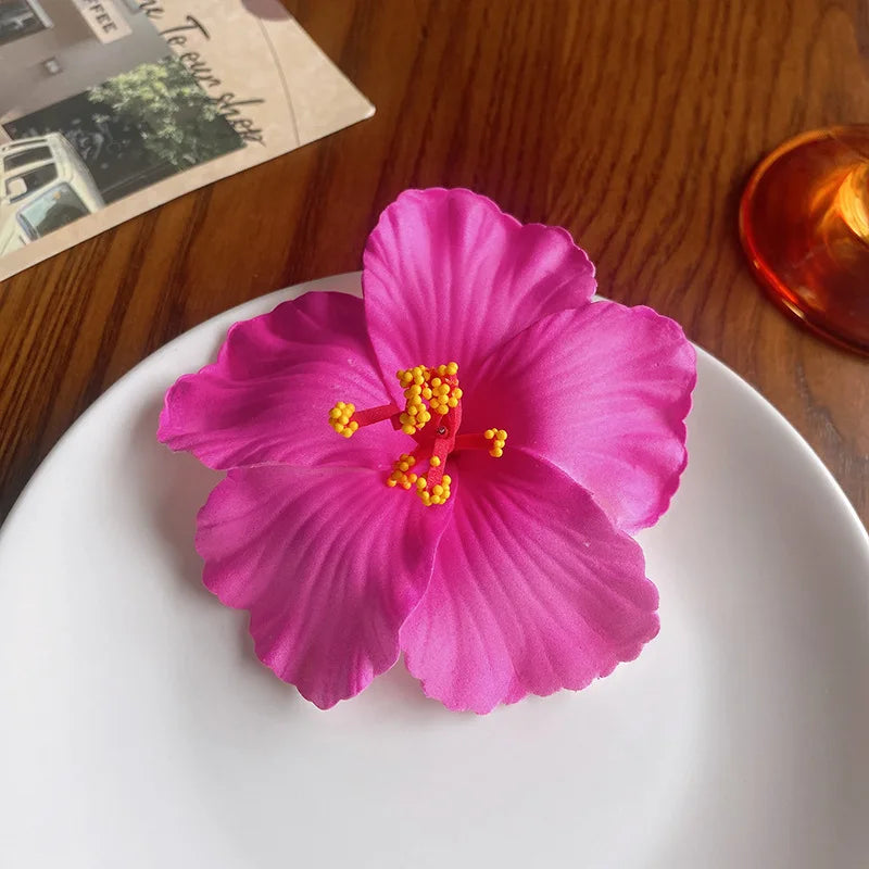 Egg Flower Hibiscus Hawaiian Headdress Dried Flower Hairpin Bangs Clip Duckbill Hair Clips Hair Accessories