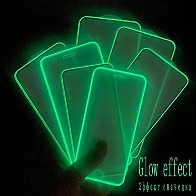 3PCS Night Light Luminous Screen Protector Used Phone for IPhone 12 11 13 14 15 16 17 Pro Max Plus Mini Case Tempered Glass Film