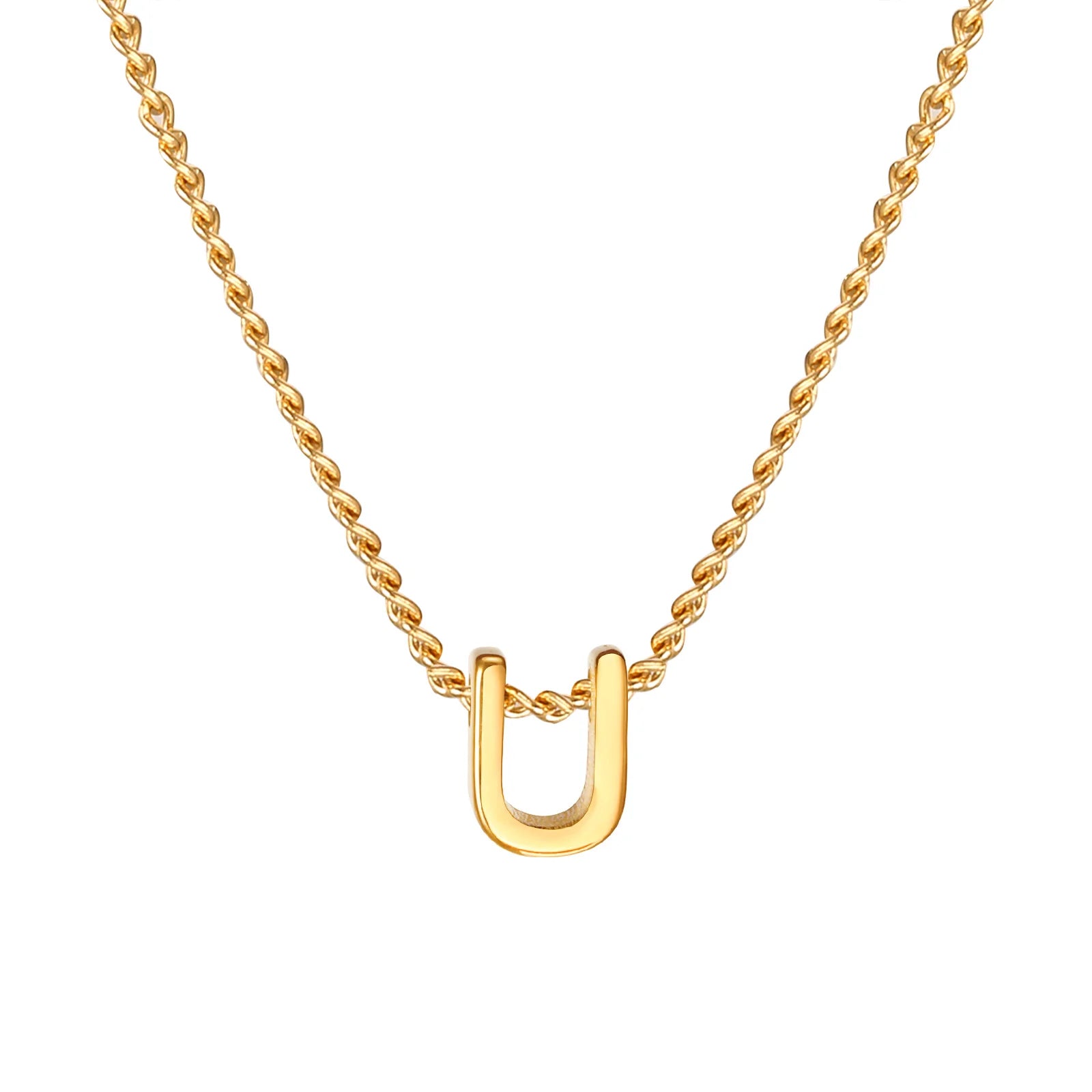 Vnox Chic Tiny A-Z Letters Necklaces for Women Girls, Gold Color Stainless Steel Init alternate view