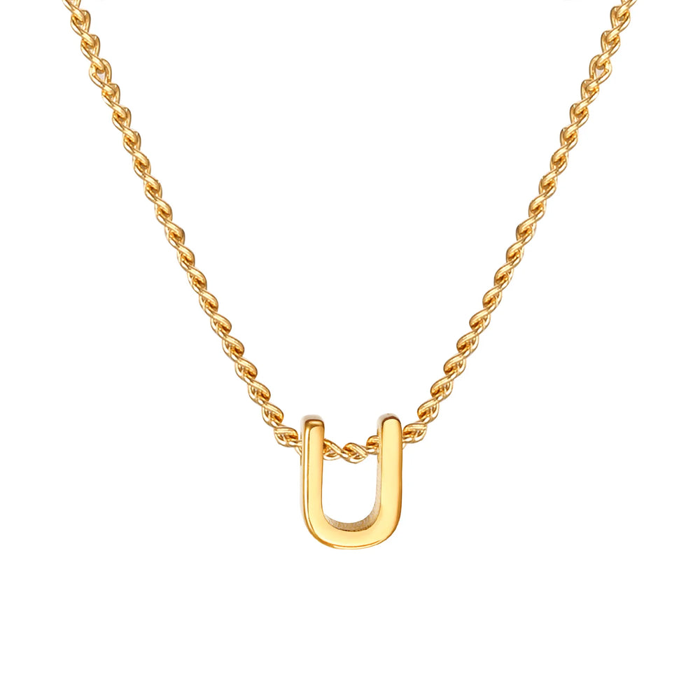 Vnox Chic Tiny A-Z Letters Necklaces for Women Girls, Gold Color Stainless Steel Init alternate view