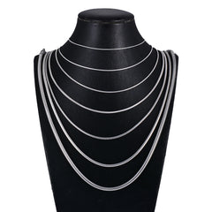 Stainless Steel Round Snake Chain Pendant Necklace | Unisex Classic Jewelry detail view