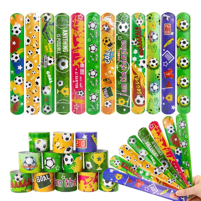 12/24pcs Soccer Slap Bracelets Wristband Kids Birthday Party Favors Pinata Filler Gif alternate view