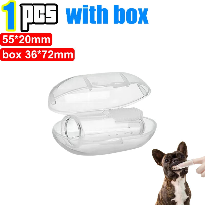 Silicone Soft Pet Finger Cuff Toothbrushes Dog Brush Bad Breath Tartar Teeth Care Tool C detail view