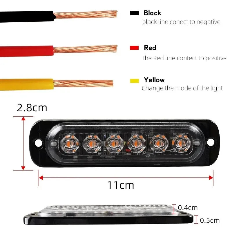 1X Truck LED Strobe Warning Light | Amber Grille Flashing Light Bar alternate view