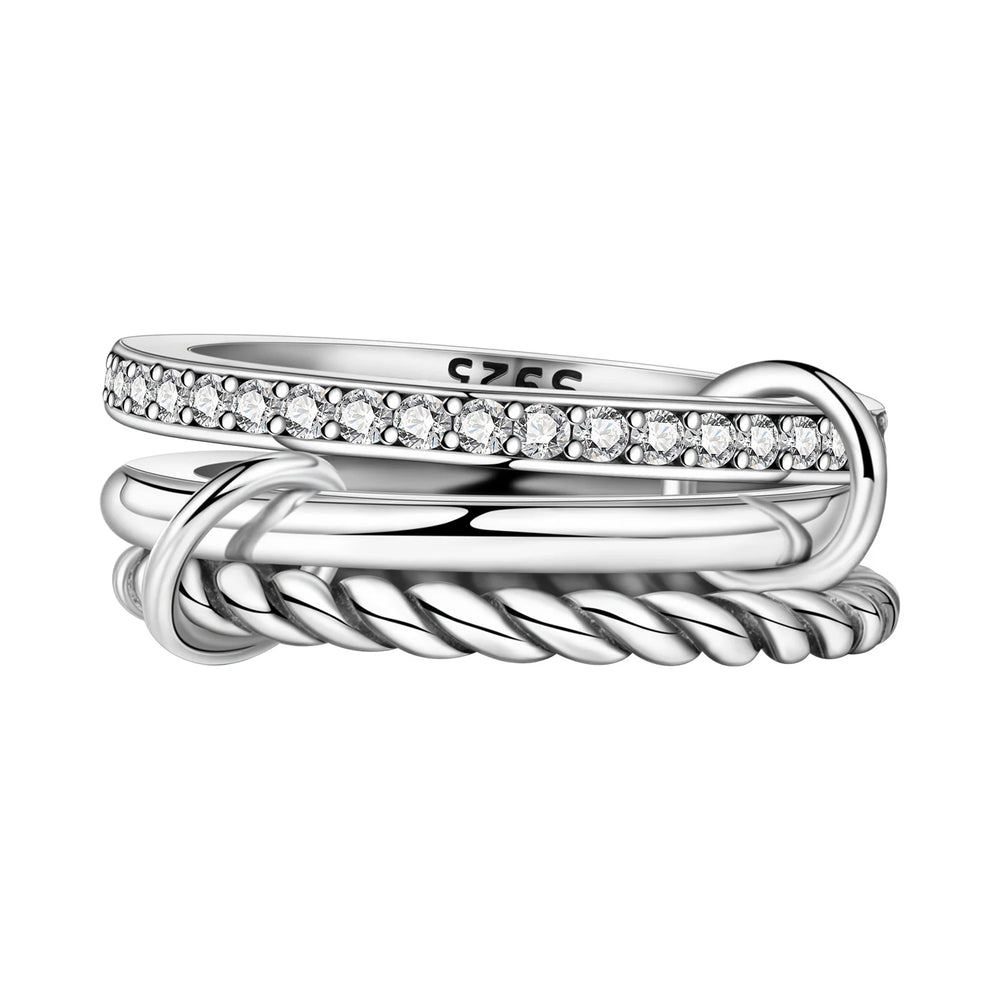 PANPOKI S925 Sterling Silver FOREVER Eternal Ring Closed Ring For Women Original Finge close-up view