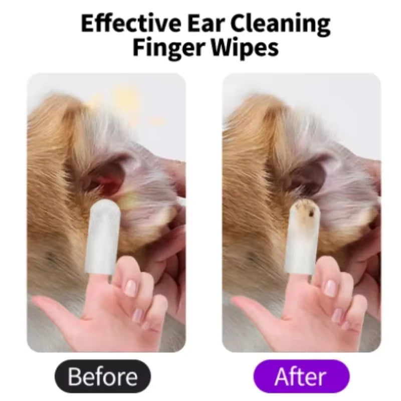 Disposable Pet Ear Cleaning Wipes | Finger Cover Ear Care for Dogs and Cats alternate view