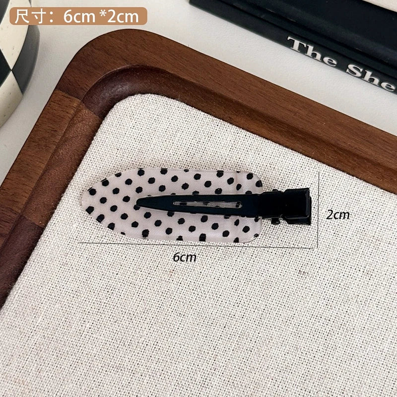 Black White Polka Dot Acrylic Hair Clips Minimalist Secure Hold Suitable for Daily additional angle