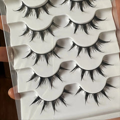 5 Pairs Manga Lashes Natural Look Wispy False Eyelashes Fluffy 3D Volume Spiky Anime Fake Eyelashes