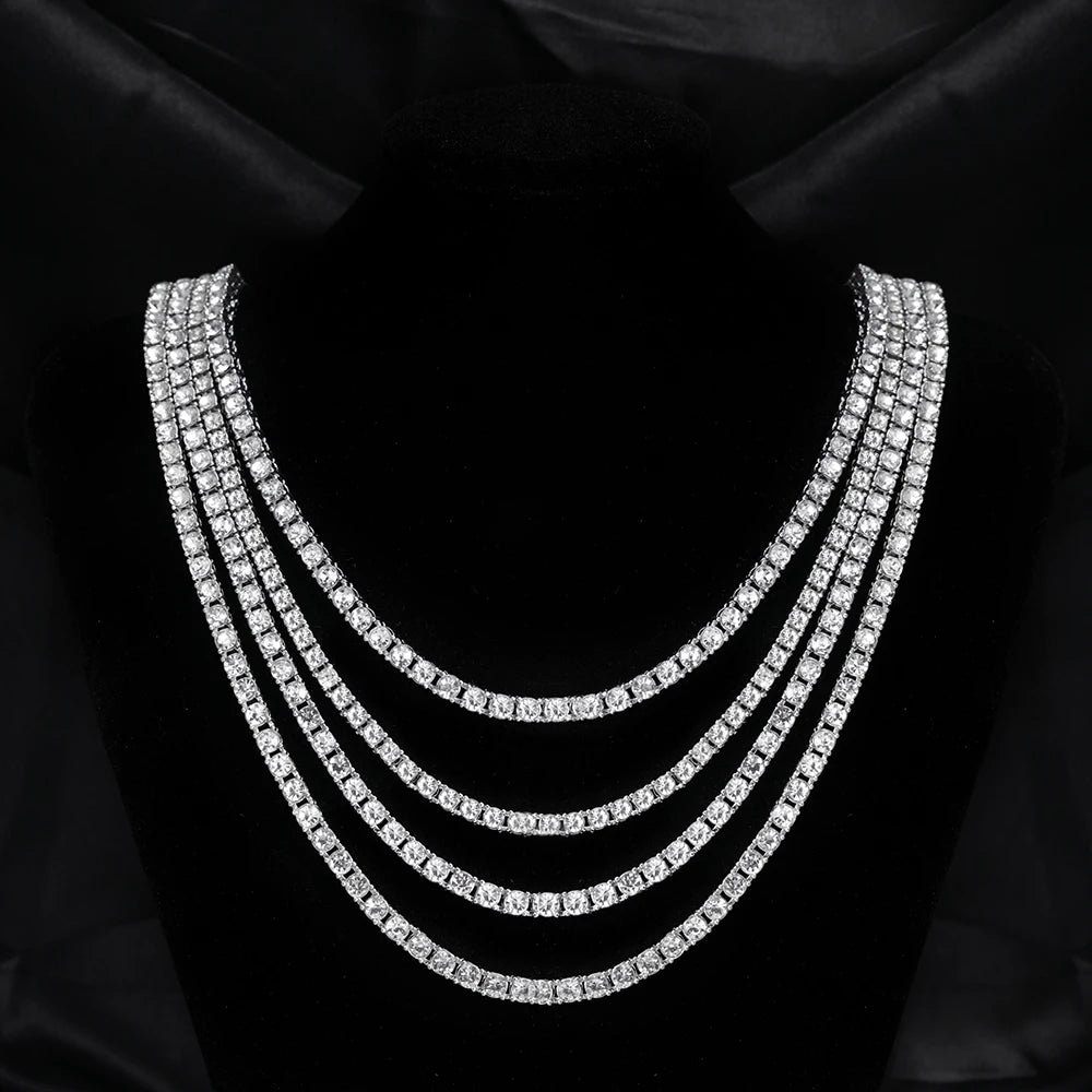 Hip Hop 5MM Tennis Chain Iced Out Bracelet Necklace Men Fashion Silver Color Tennis Je close-up view