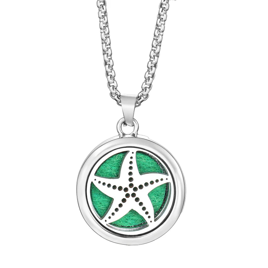 20mm Pattern Insert Perfume Pad Locket Necklace | Stainless Steel Aromatherapy Pendan alternate view