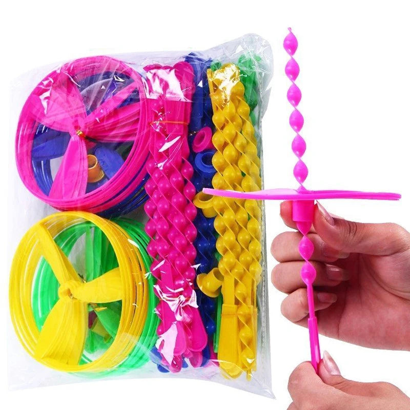 10/20pcs Colorful Bamboo Dragonfly Plastic Hand Push Flying Toys Kids Birthday Party Favors Guests T
