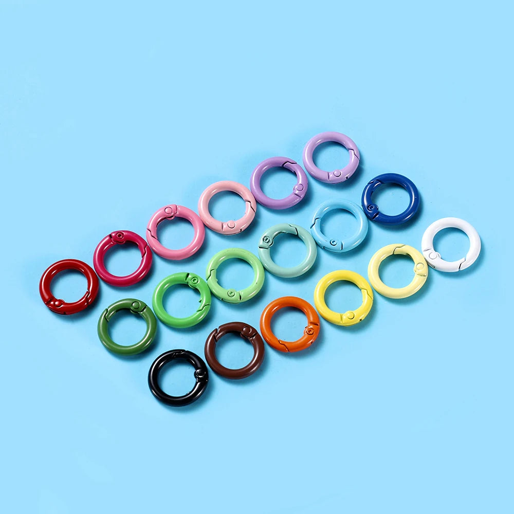 Ring Spring Clasp Openable Round Carabiner Keychain Clips Hook Dog Chain Jewelry Bu additional angle