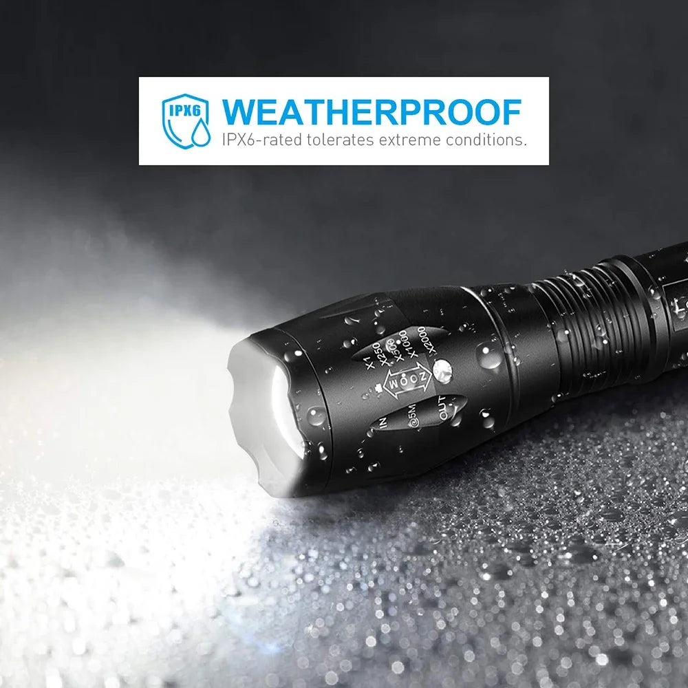 High Power LED Flashlight | Camping Torch with 5 Modes and Zoom lifestyle view