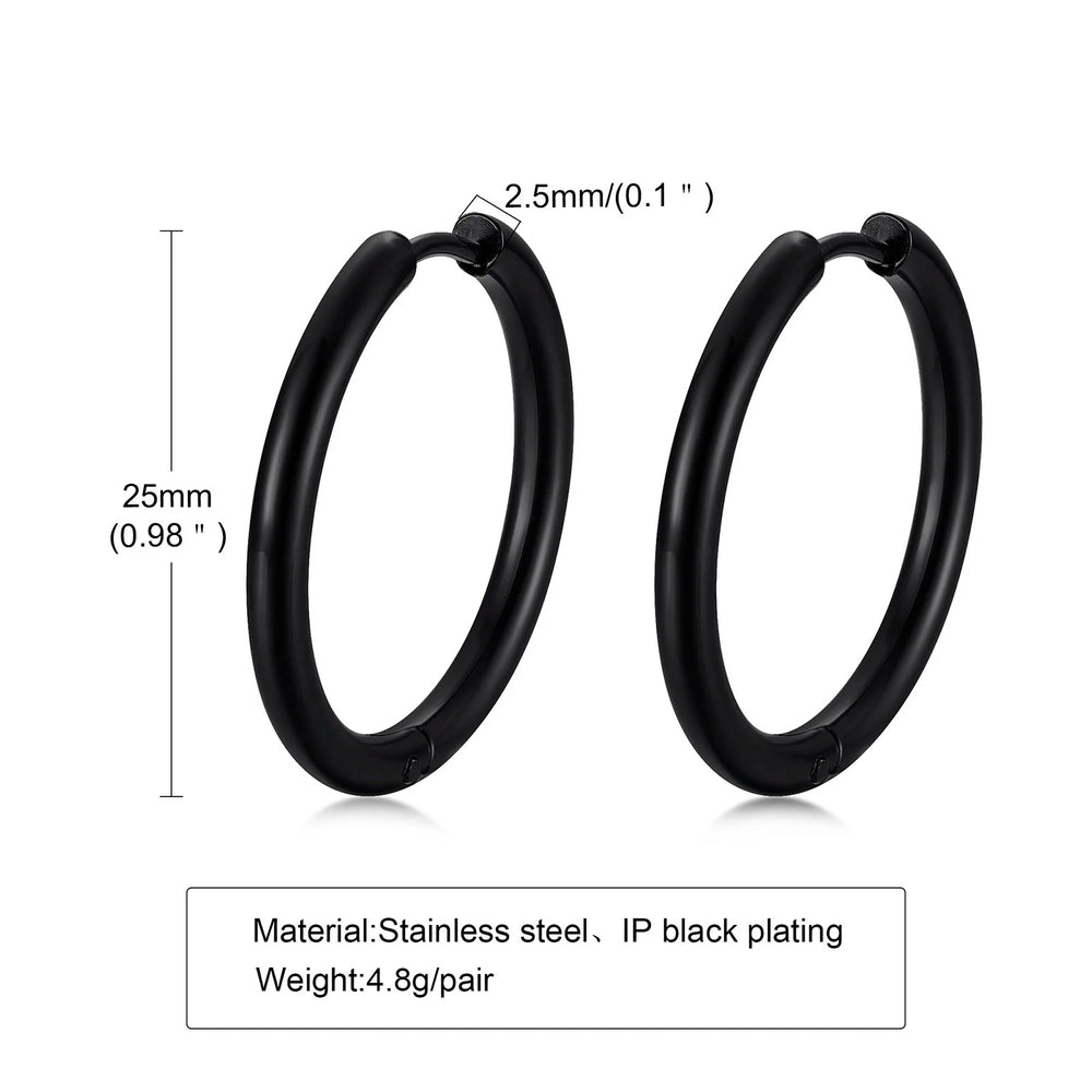 Classic Stainless Steel Hoop Earring for Men Boys | Anti Allergy Metal Huggies Earrin lifestyle view