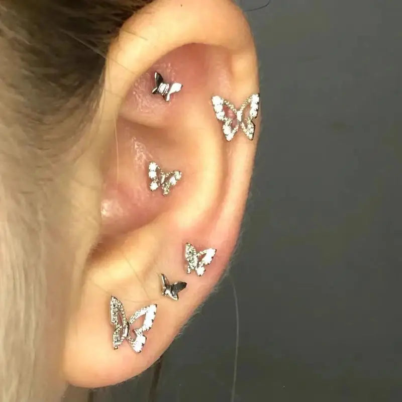 Double Ear Hole Ear Bone Chain Earrings | Sweet Cool Y2K Dazzle Color Jewelry alternate view