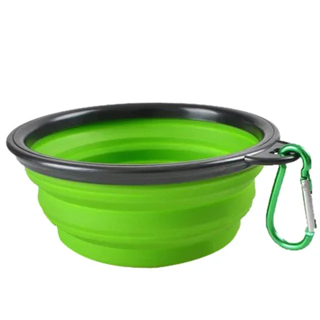 Collapsible Pet Silicone Dog Bowl | Portable Travel Food and Water Bowl with Carabiner close-up view