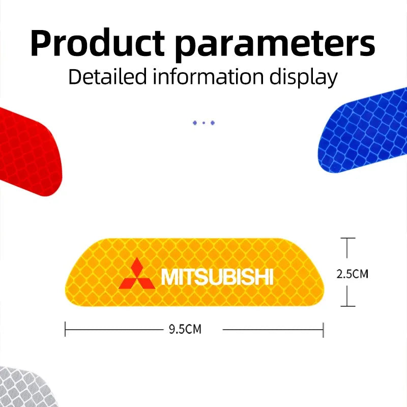 4Pcs Car Door Safety Warning Sticker Reflective Mark Decal | For Mitsubishi Lancer additional angle