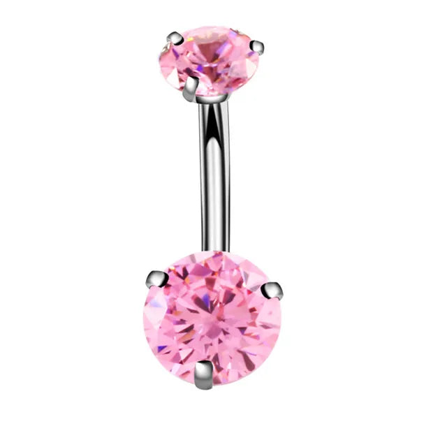1PCS Pink Crown Belly Button Rings Jewelry Stainless Steel Heart Navel Piercing Barbell detail view