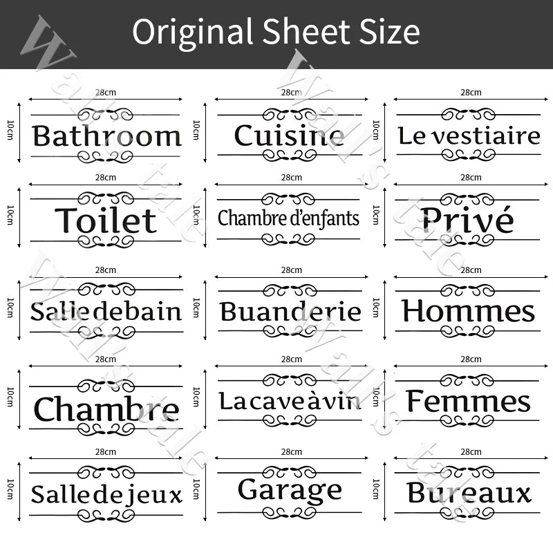 French Bathroom Toilet Sign Vinyl Sticker Decal | WC Entrance Sign Door Decal for France detail view