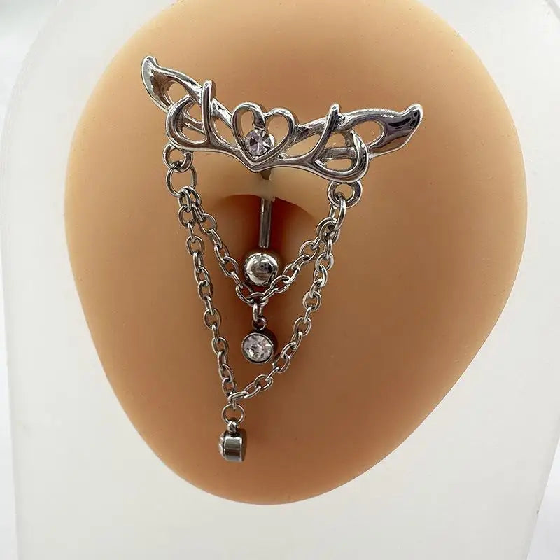 Heart Wings Sexy Belly Button Ring 1PC High Quality Stainless Steel Navel Piercing additional angle