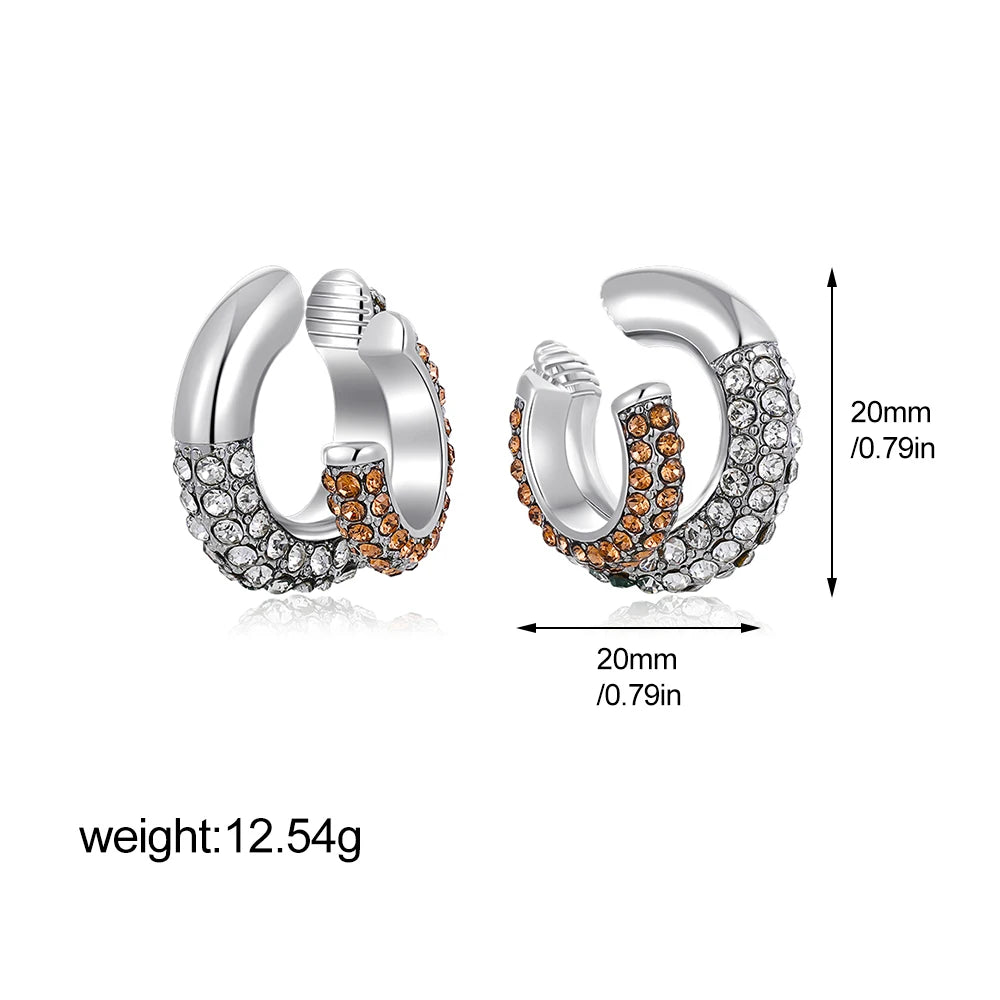 Unique Design Gold Silver Mix Color Geometric Clip Earring Cuff Stainless Steel Squar alternate view