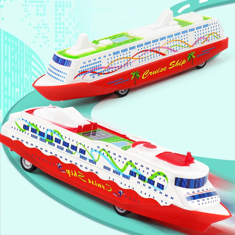 1PC Cruise Boat Ship Model | Pull Back Sliding Steamship Gliding Toy Gift detail view
