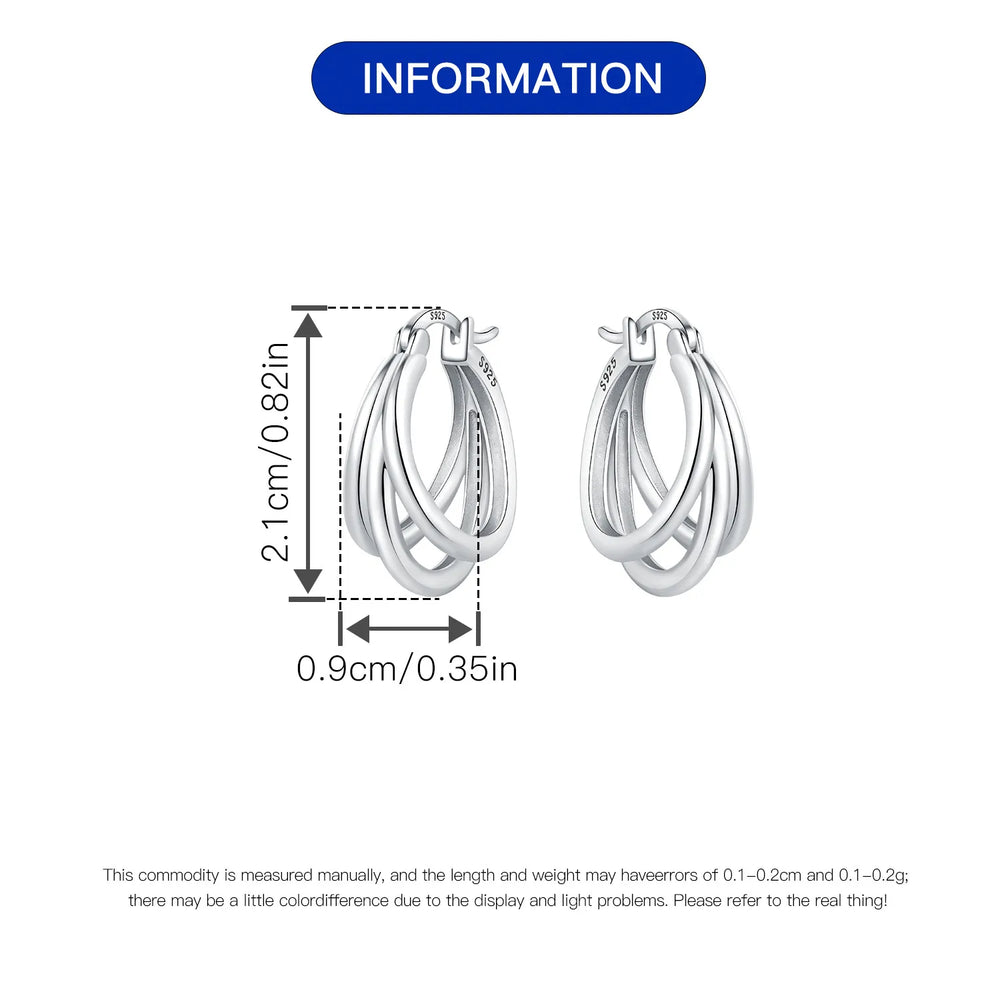 925 Sterling Silver Multi-Layer Hoop Earrings | Trendy Fine Jewelry Gift for Women additional angle