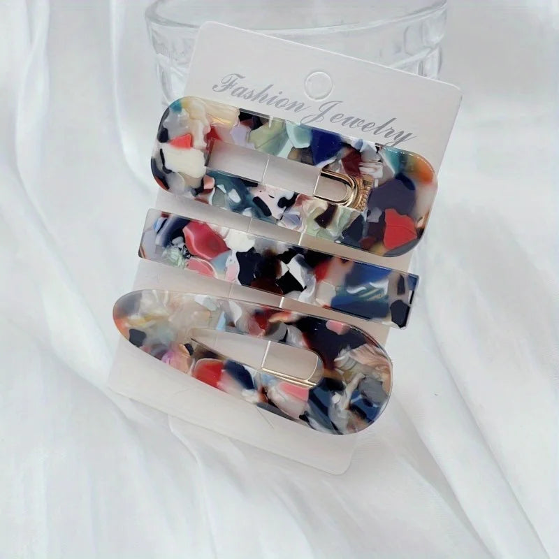 3pcs/set Acetate Hollow Water Drop Long Strip Hairpin Simple Duck Beak Clip Broken Ha lifestyle view