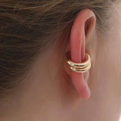 Stacking Punk Double C-shaped Ear Cuffs for Women Non Piercing Earrings Clip On Fake Hel detail view