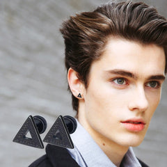 1 /11 Pairs Punk Stainless Steel Stud Earrings Black Earrings Set For Men Women Vinta alternate view
