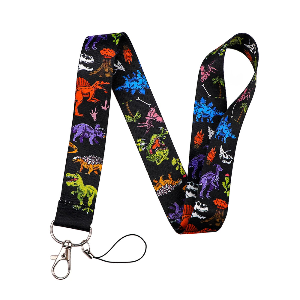 Cartoon Dinosaur Lanyards for Keys Phone Straps ID Card USB Badge Holder Keychain K additional angle