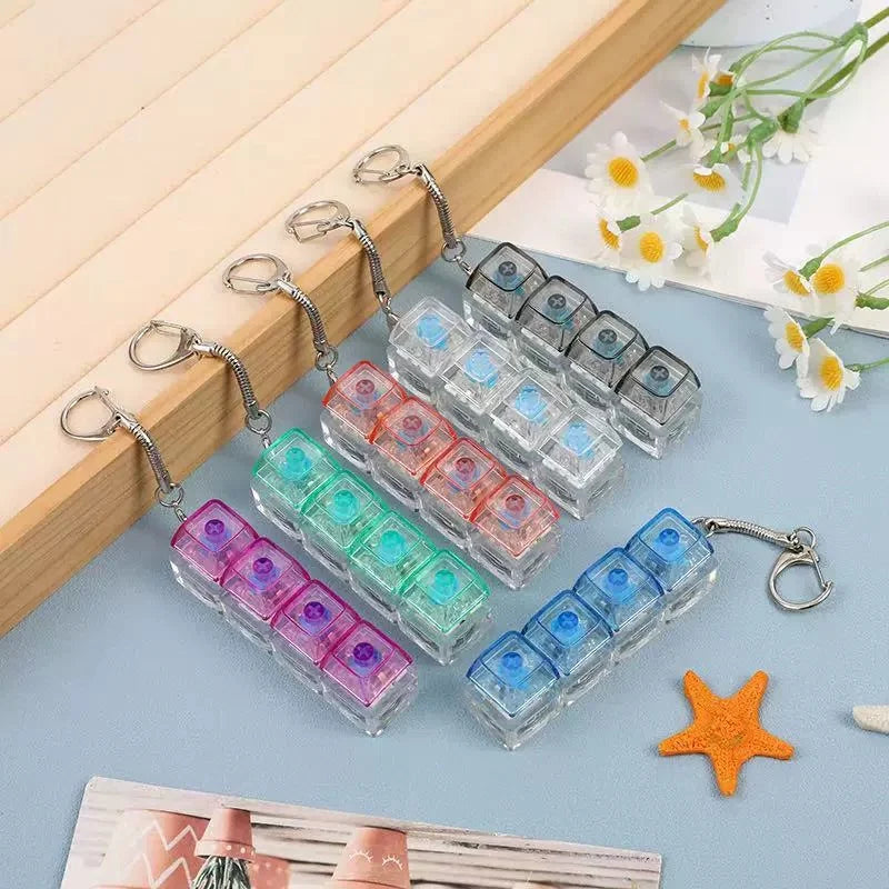 4-Key Silent LED Mechanical Keychain Fidget Toy - Transparent Switch Tester, Stress R lifestyle view
