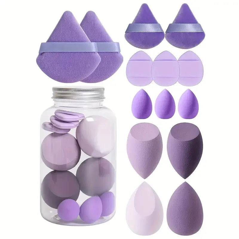 14Pcs Makeup Sponge Set with Storage Jar | Velvet Beauty Blenders and Foundation Pu additional angle
