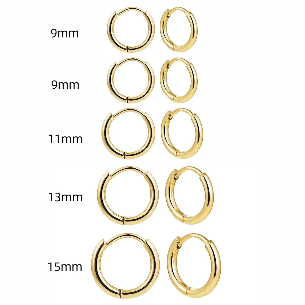 15/20/25mm Stainless Steel Hoop Earring Set | Silver Cartilage Huggie Earrings for Women detail view