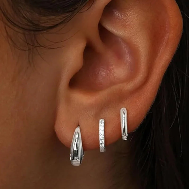 3Pcs Crystal Tragus Stud Earring Set Flower Cartilage Huggie Earring Bulk Helix Jewel lifestyle view